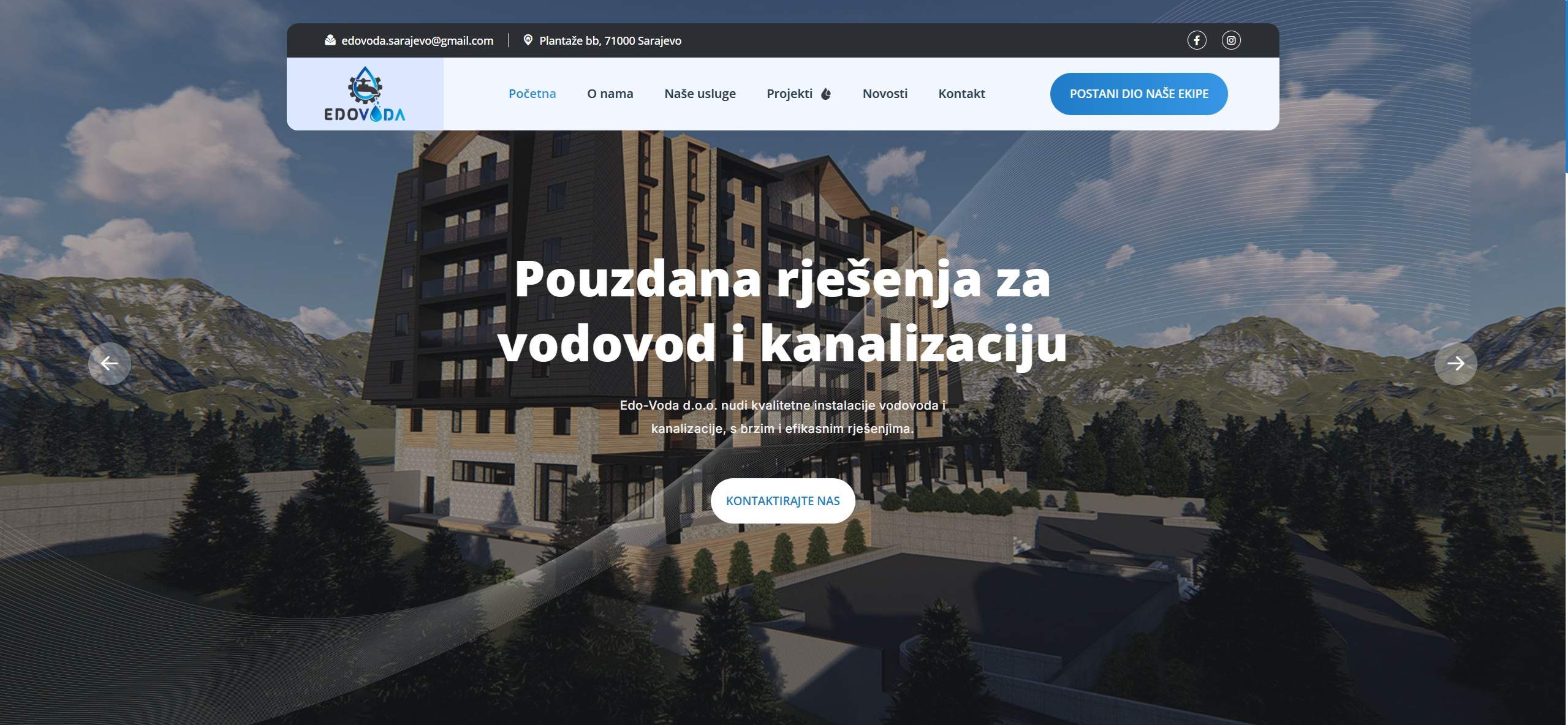 Nova web stranica za EdoVoda - moderan dizajn i poboljšana funkcionalnost